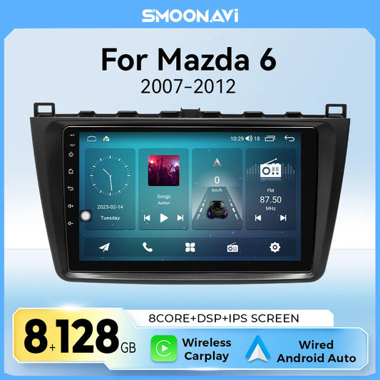 Wireless Speakers, , Mazda 6 GH 2007-2012, 8GB 128GB, Carplay, Android 12, Multimedia, 4G Wifi, GPS, DSP V1, Black, 2 Din