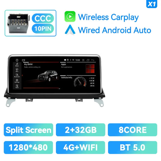 WiFi Controlled, BMW X5 E70 X6 E71 2007-2014, 8 Core-2G 32G, 6GB 128GB, Carplay Android12, CCC CIC Auto GPS Navigation, IPS Screen Stereo, Color: N/A, Size: N/A.