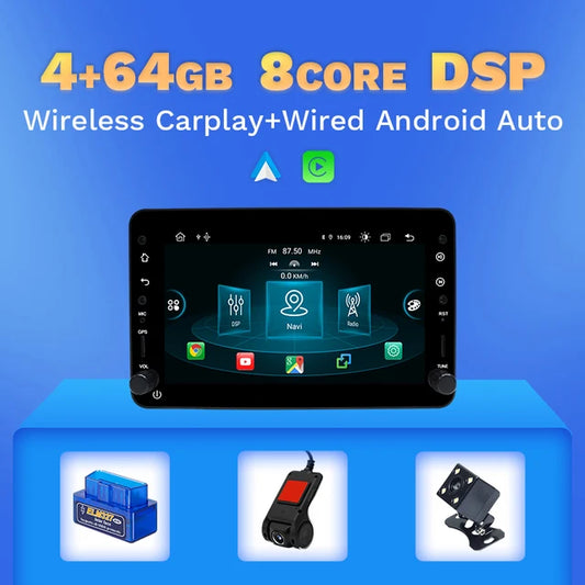 WiFi Controlled, 64GB DVR OBDCam, 7" IPS, Carplay, Android 12, Car GPS Navigation, Alfa Romeo 159 Brera Spider Sportwagon, Multimedia Audio Stereo