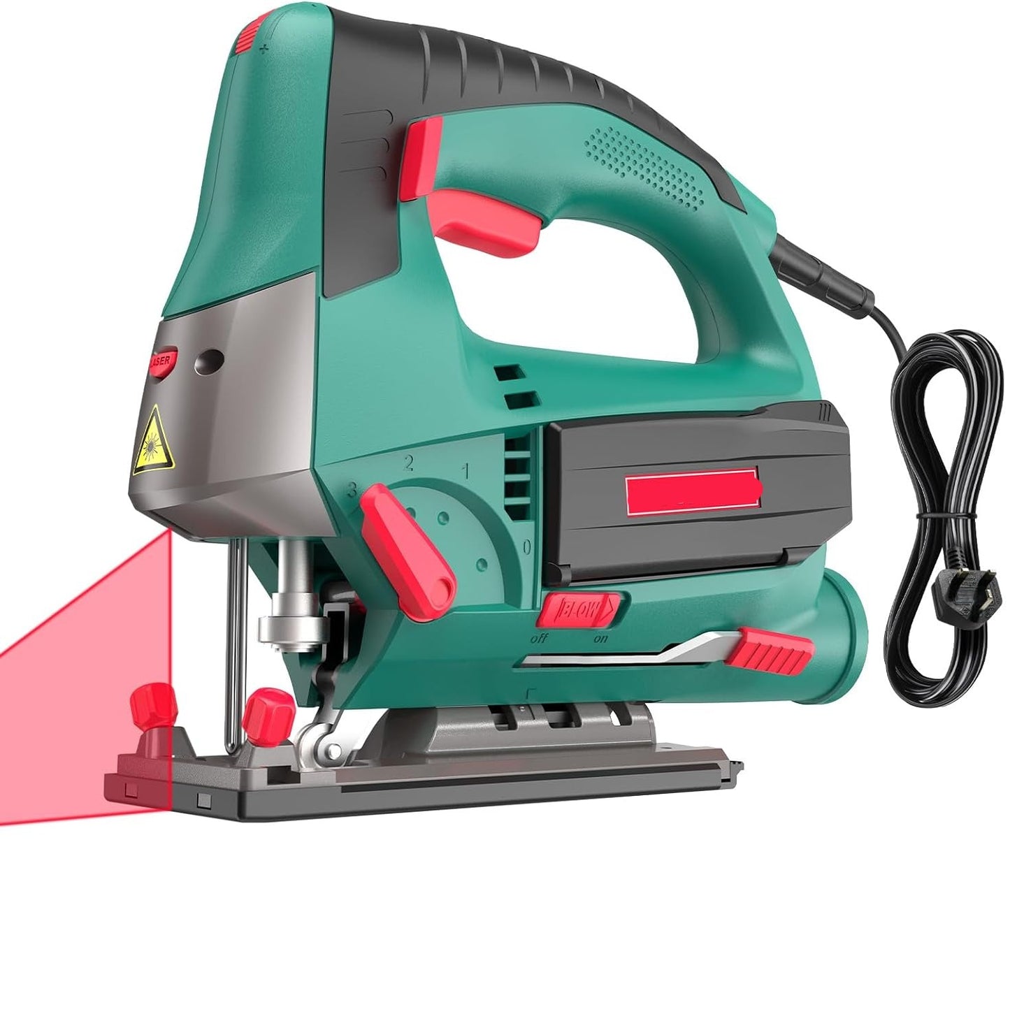 Wood Router, 230V, 800W, 3000rpm, 6 Variable Speed, Laser, 10mm, Green