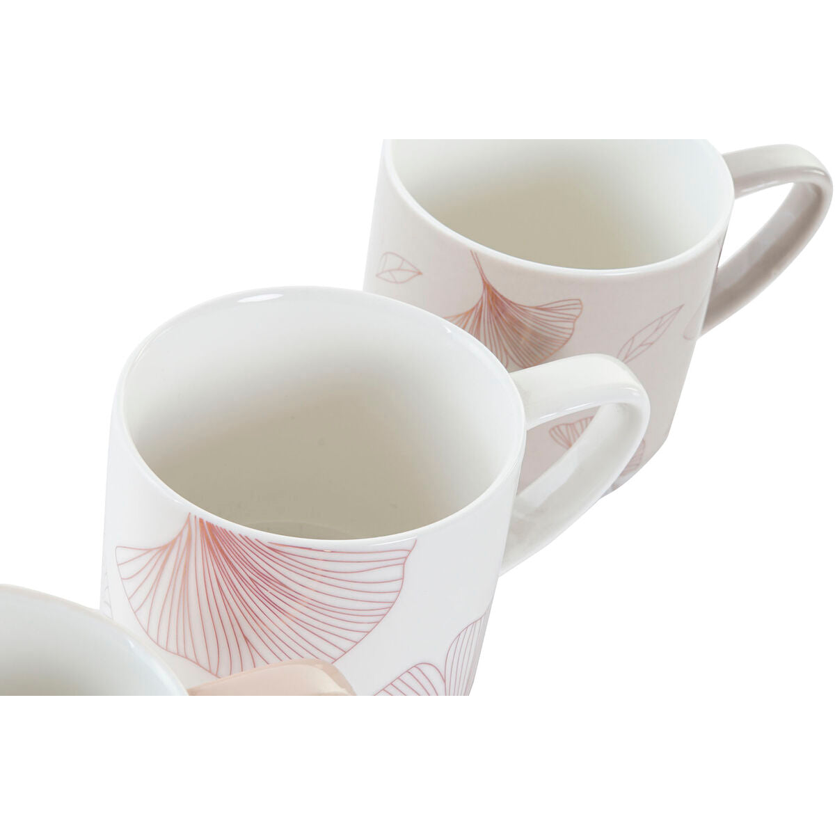 4 Piece Mug Set DKD Home Decor White Beige Grey Pink Metal 330 ml 13 x 9 x 8 cm