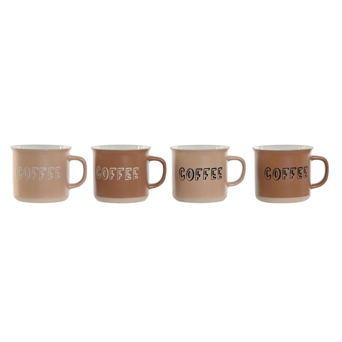 4 Piece Mug Set Home ESPRIT Brown Stoneware 285 ml 9 x 7 x 8 cm