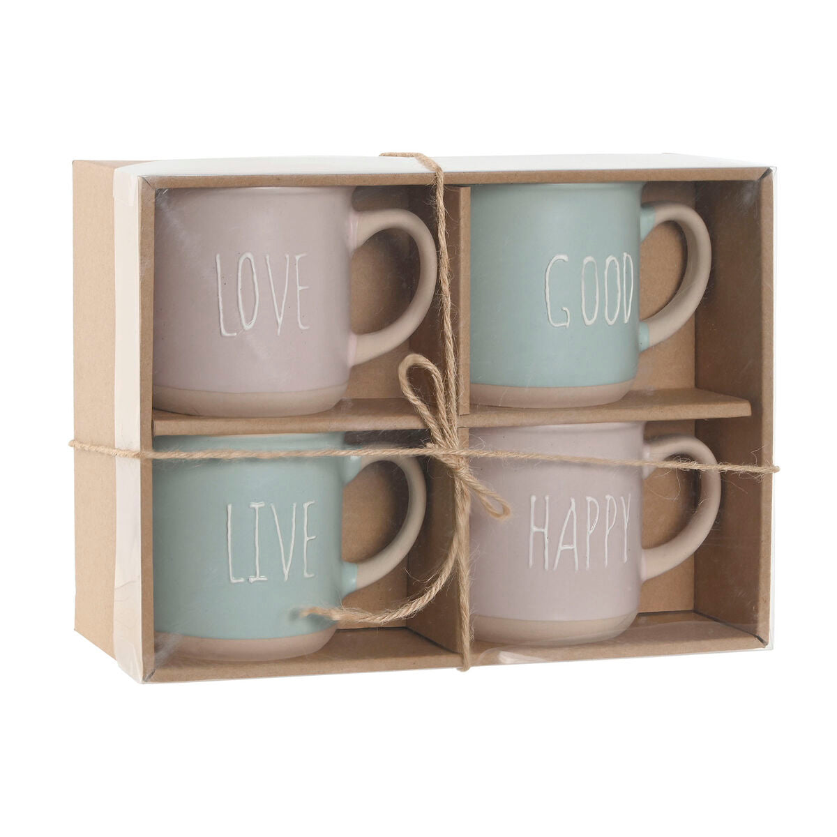 4 Piece Mug Set Home ESPRIT Blue Pink Stoneware 355 ml 9,7 x 7 x 9,2 cm