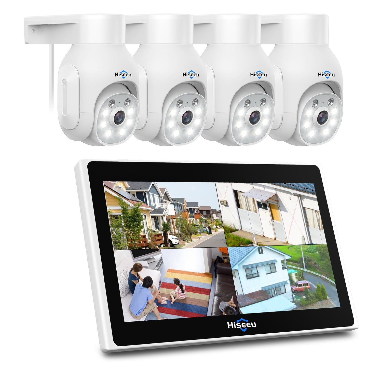 Wireless 8CH 3MP CCTV NVR Kit with Waterproof Cameras & 10.1" Monitor - Video Surveillance.