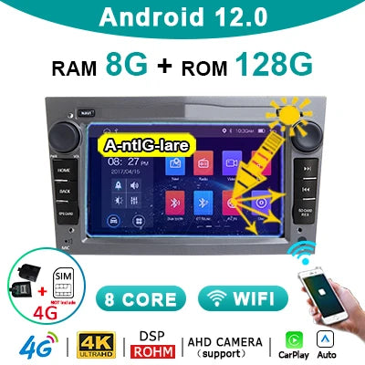 WiFi Controlled, CBL-G-8G128G-CP, 8G+128G, Carplay Android 2 Din GPS Player, Opel Astra H J Vectra Vauxhall Antara Zafira Corsa C D Vivaro Meriva Veda, Color: [insert color here], Size: [insert size here]