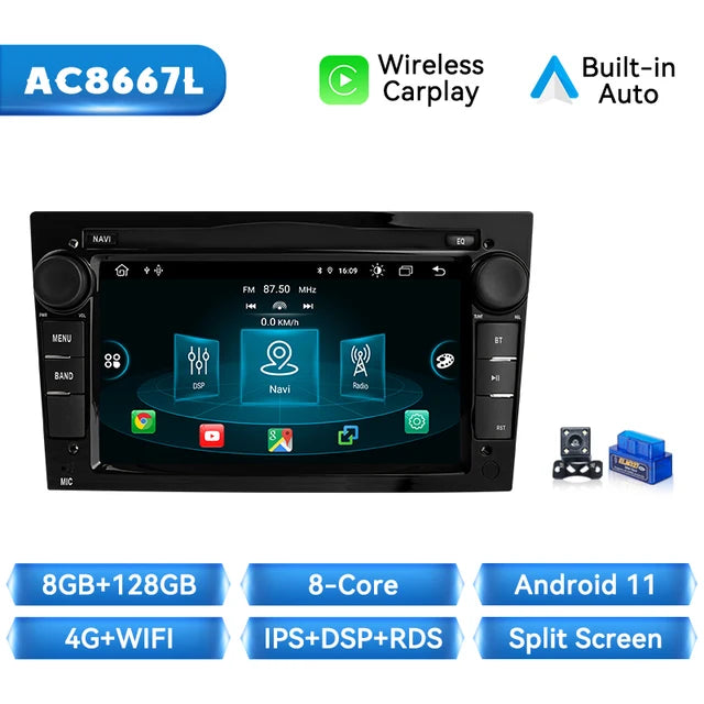 WiFi Controlled, 8GB 128GB OBD Cam, 8G+128G, Android 12 Car Autoradio, Opel Astra H G J Antara Vectra C B Vivaro Corsa D Zafira, 7" Stereo RDS