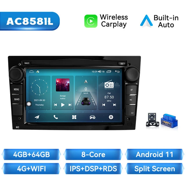 WiFi Controlled, Car Autoradio, 8G+128G, Android 12, Opel Astra H G J Antara Vectra C B Vivaro Corsa C D Zafira B, 7" Stereo RDS