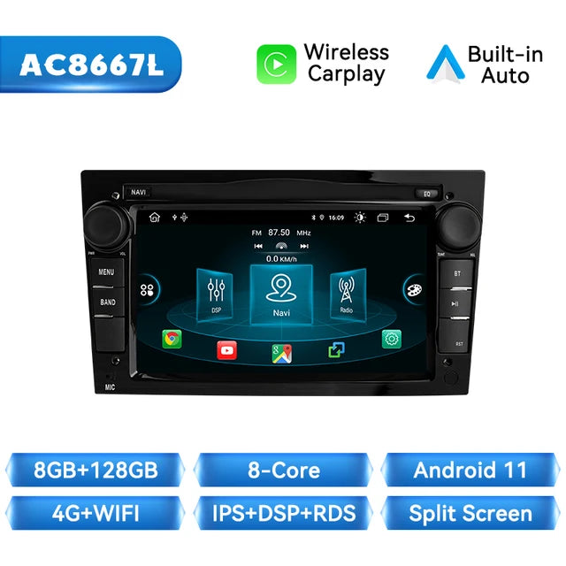 WiFi Controlled, 8GB RAM 128GB ROM, Wireless Carplay, 7" Stereo RDS, Opel Astra H G J Antara Vectra C B Vivaro Corsa C D Zafira B