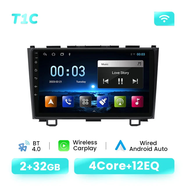 Wireless Speakers, , T1C, 2GB 32GB, 8GB 128GB, AI Voice Control, Android 12, Honda CR-V 3 RE CRV 2007-2011, GPS, 4G Wifi, IPS