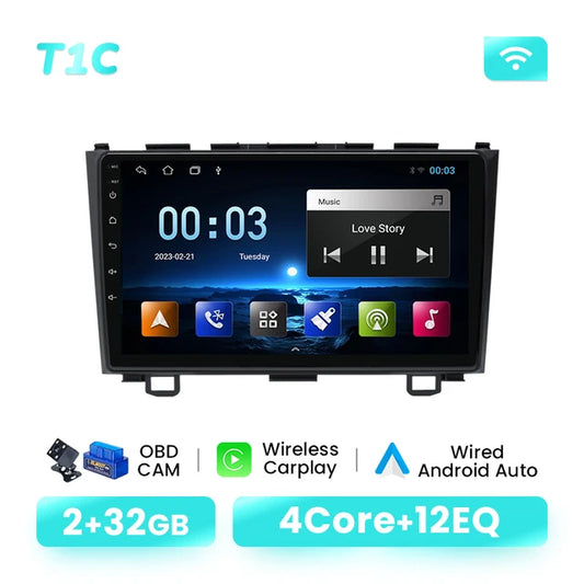 Wireless Speakers, , T1C 32G OBD Cam, 8GB 128GB, Carplay, AI Voice, Android 12, Honda CR-V 3 RE, CRV 2007-2011, GPS autoradio, 4G Wifi, IPS