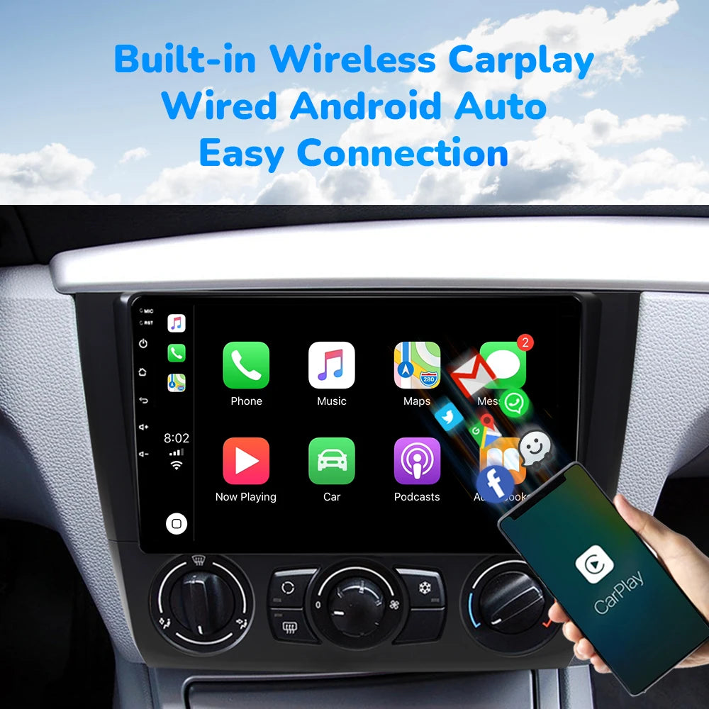 Wireless Speakers, , BMW 1-Series E88 E82 E81 E87 2004-2011, 8GB 128GB, Carplay Android 12, Navigation Stereo GPS, Wifi, S1C, 2GB 32GB, Black.