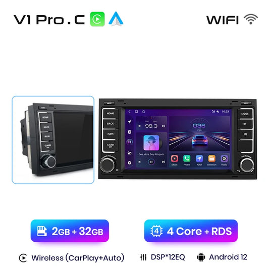 WiFi Controlled, V1 Pro C, 2GB 32GB, Android Auto Radio, Volkswagen VW Touareg Multivan T5 Transporte 2004-2009, Carplay Car Multimedia GPS, 2 din autoradio