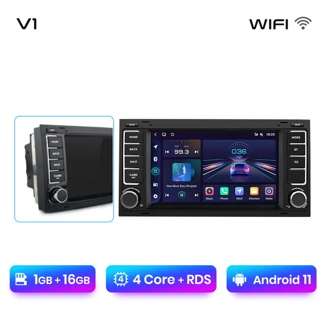 WiFi Controlled, V1, 1GB RAM 16GB ROM, Black, 2 din autoradio