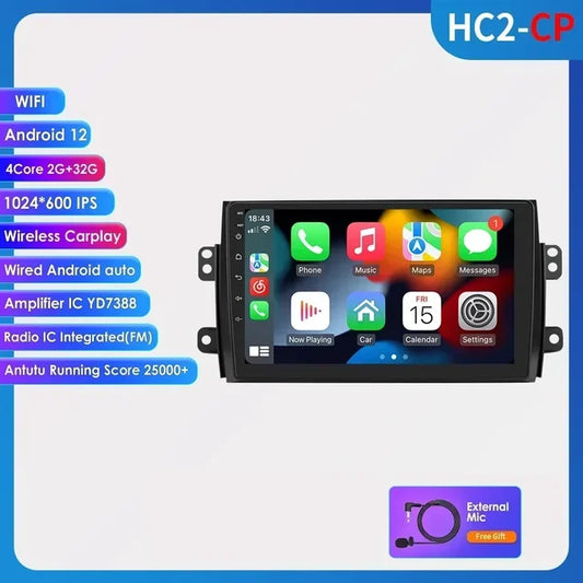 WiFi Controlled, HC2CP-2G 32G-4cores, Car Radio for Suzuki SX4 2006-2013 Fiat Sedici 2005-2014, Multimedia Video Player Navigation 2din Carplay Stereo BT.