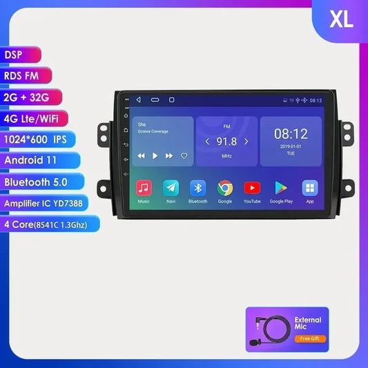 WiFi Controlled, XL-2G 32G-4cores-4G, Android Car Radio for Suzuki SX4 2006-2013 Fiat Sedici 2005-2014, Multimedia Video Player Navigation 2din Carplay Stereo BT, Black