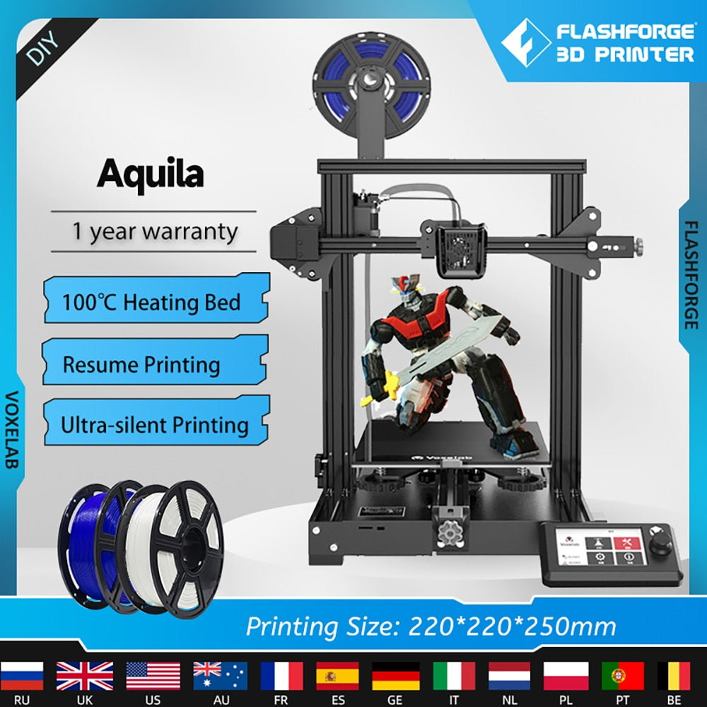 3D Printer, Voxelab, Aquila D1, 220V, 180mm/s, Silent Mainboard, Black