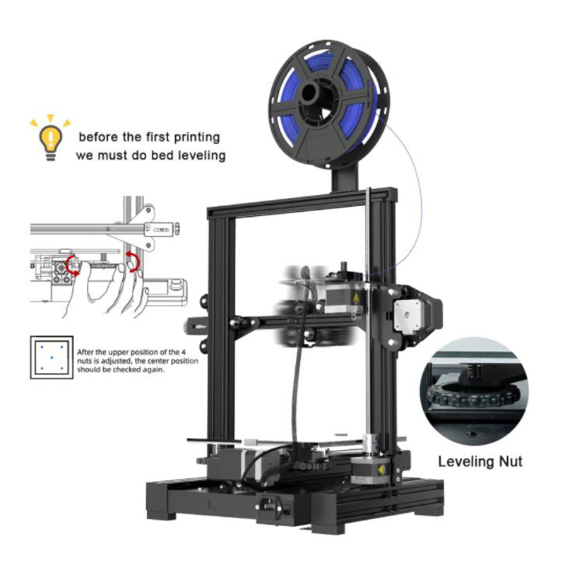 3D Printer, Voxelab, Aquila X2, 220V, FDM, 180 mm/s, Resume Printing, Gray