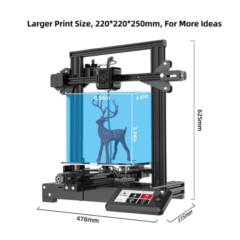 3D Printer, Voxelab, Aquila X2, 220V, FDM, 180 mm/s, Resume Printing, Gray