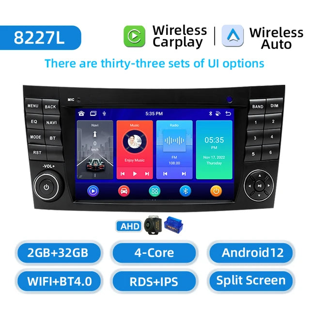 WiFi Controlled, E-class W211, 2GB RAM 32GB ROM, Android 11, Mercedes Benz, E200 E220 E300 E350 E240 E280, CLSCLASS W219, Multimedia Audio, Carplay