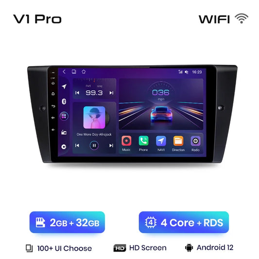 WiFi Controlled,  V1 Pro, Car Radio, 2GB-32GB, CarPlay Android Auto, BMW 3-Series E90 E91 E92 E93, intelligent system, No DVD, Black, Regular Size