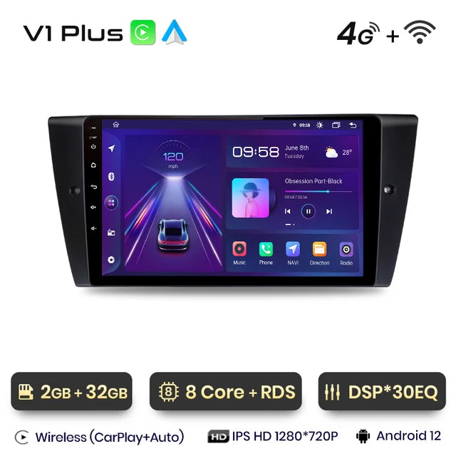 WiFi Controlled, V1 Plus, 2GB-32GB, Car Radio, BMW 3-Series E90 E91 E92 E93, wireless CarPlay, Android Auto, intelligent systems, No 2 din DVD