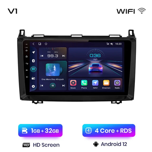 WiFi Controlled, V1, 1GB-32GB, Car Radio, Mercedes Benz W169 W245 B200 W906 Sprinter W639 Vito, wireless CarPlay Android Auto, No 2 din, DVD