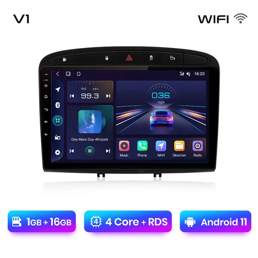 WiFi Controlled, V1 (1GB-16GB), Peugeot 308 308SW 408 2012 - 2020, CarPlay Android Auto, intelligent systems, No 2 din, DVD, Color, Size.