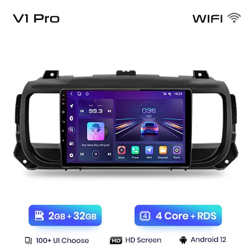 WiFi Controlled, V1 Pro, 2GB-32GB, Car Radio, Peugeot Expert 3 Citroen Jumpy 3 SpaceTourer 2016-2021, CarPlay Android Auto, No 2 din, DVD, Color: N/A, Size: N/A