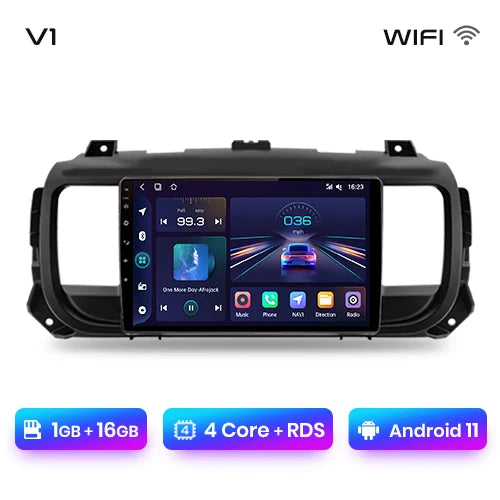 WiFi Controlled, V1, 1GB-16GB, Car Radio, Peugeot Expert 3 Citroen Jumpy 3 SpaceTourer 2016-2021, wireless CarPlay Android Auto, No 2 din DVD, Color and Size are not specified.