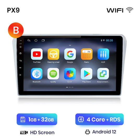 WiFi Controlled, PX9, Intelligent System, CarPlay, Android Auto, Toyota Avensis T250 2 2002-2008, No DVD, Black, No 2 din, Wireless