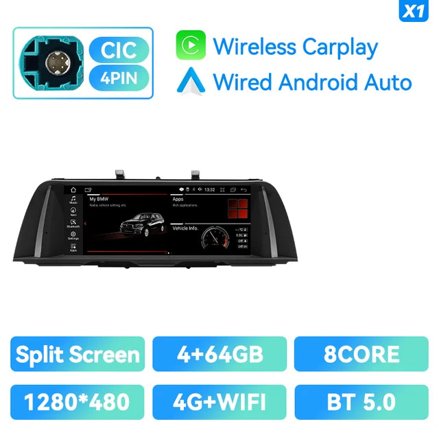 WiFi Controlled, 8 Core-4G 64G CIC, Carplay Android 12, BMW 5 Series F10 F11 2011-2016, Multimedia RDS GPS IPS Navigation Stereo, 6GB Head Unit.