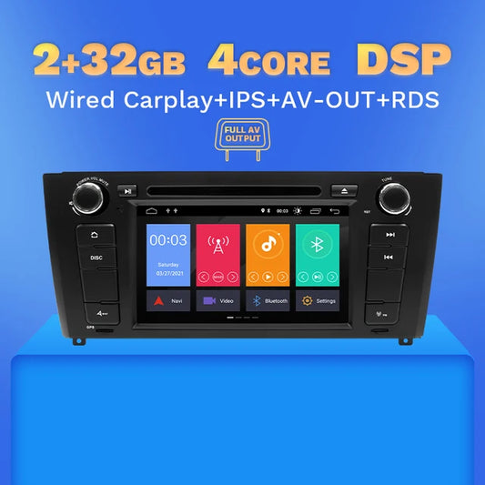 WiFi Controlled, 4Core 2GB 32GB, Carplay Qcta Core 2 Din Android 12 Car Radio DVD For BMW E87 1 Series E88 E82 E81 I20 GPS 4GB Navigation Multimedia DSP RDS IPS, Color: -, Size: -