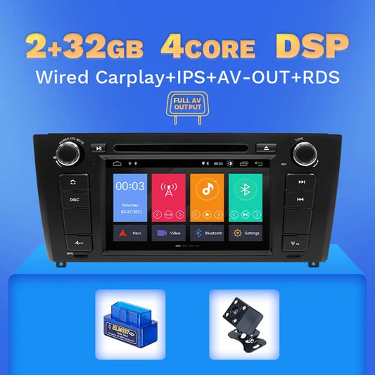 WiFi Controlled, 2GB 32GB OBD2 Cam, Carplay Qcta Core, Android 12, BMW E87 1 Series E88 E82 E81 I20, GPS 4GB Navigation, Multimedia DSP RDS IPS, Color: N/A, Size: N/A