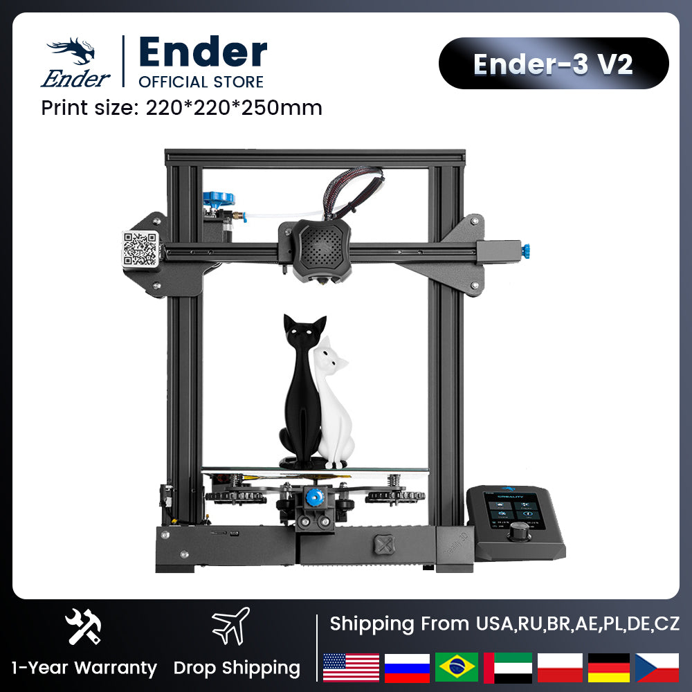 3D Printer, Ender, V2, 220V, Silent Mainboard, LCD, FDM, Black