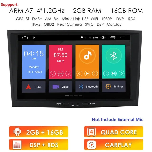 WiFi Controlled, DSP Car Radio for Opel Astra H J Vectra Antara Zafira Corsa C D Vivaro Meriva Veda, 2G 16G, Carplay Android, Black