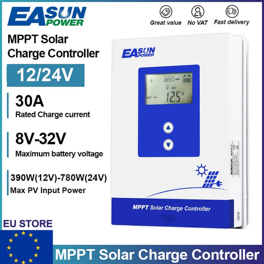 Workstation, MPPT 30A Solar Charge Controller, Lead Acid Lithium Battery Regulator, LCD Display