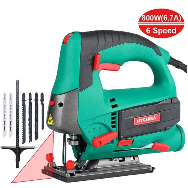 Wood Router, 230V, 800W, 3000rpm, 6 Variable Speed, Laser, 10mm, Green