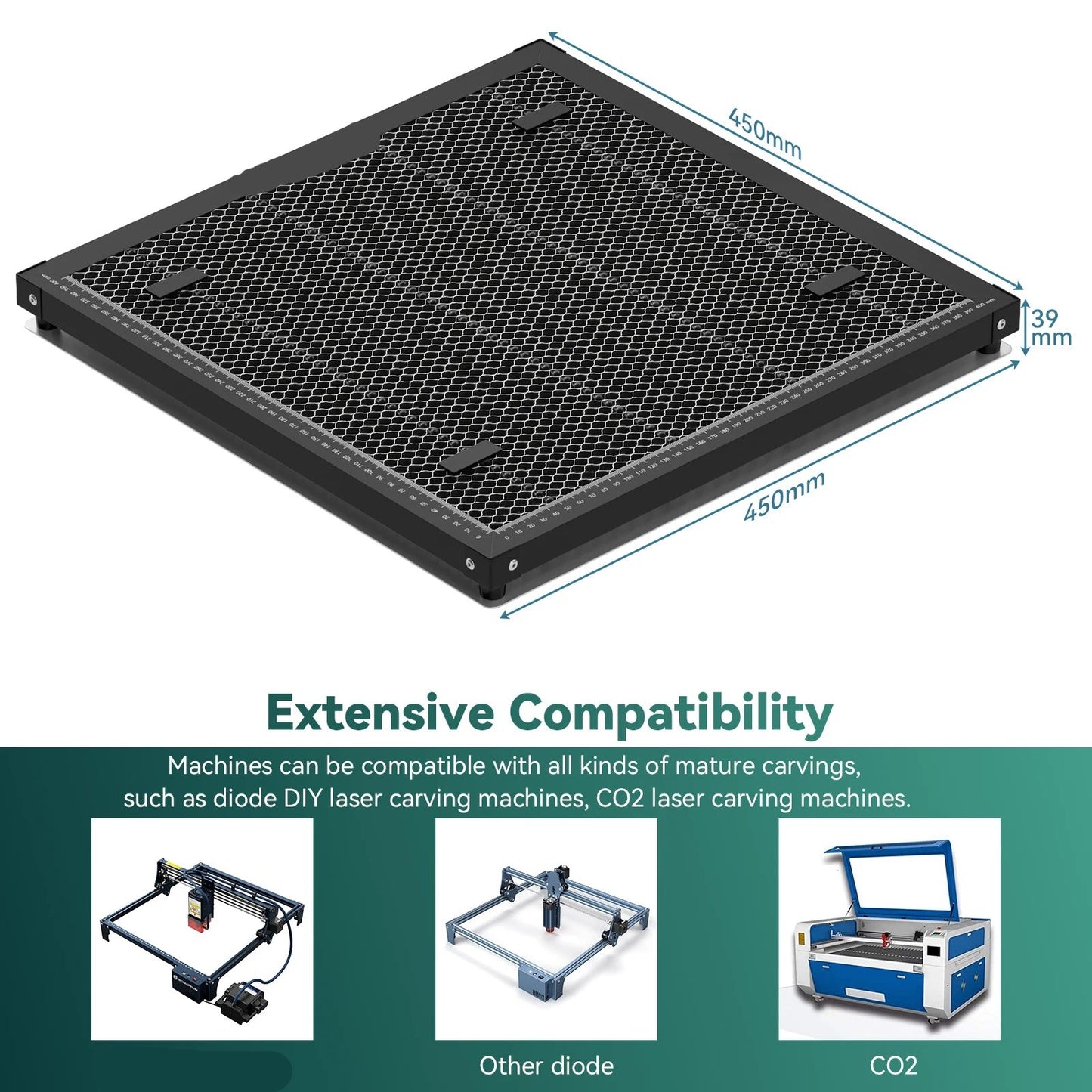 Work Table, Honeycomb Panel, For Laser Engraver, 400X400mm, Black