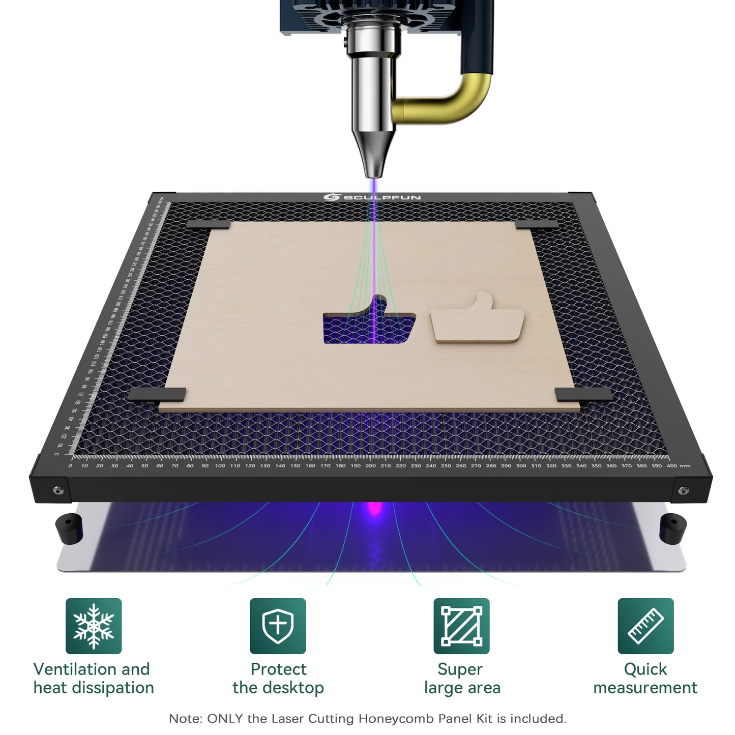 Work Table, Honeycomb Panel, For Laser Engraver, 400X400mm, Black