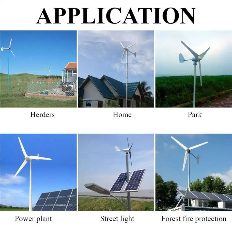 Wind Turbine Generator, High Efficiency 800W, 12V 24V 48V, 6 Blades, Horizontal, Small, Home Use