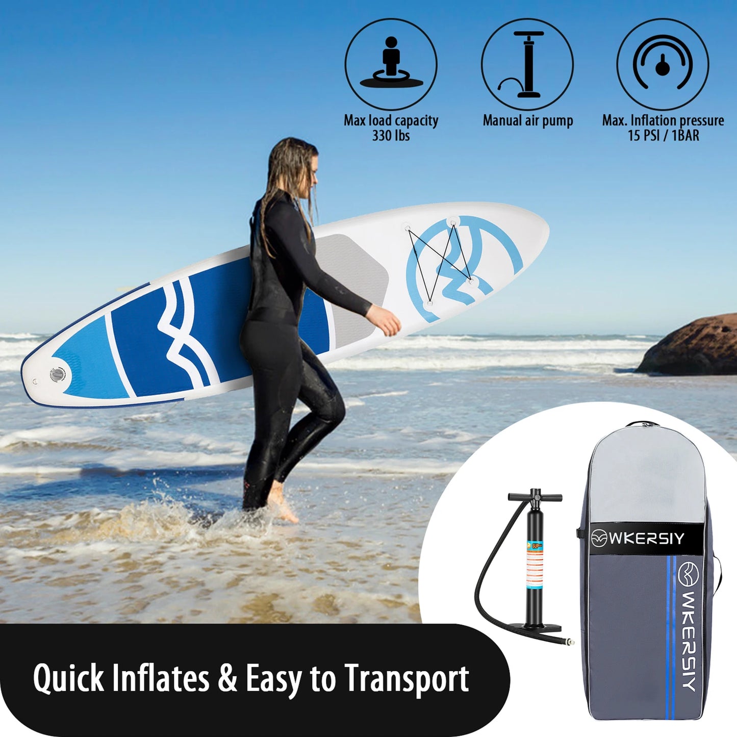 Windsurf Boards, 149.6Kg, 320x83x15cm, Non-Slip, Blue