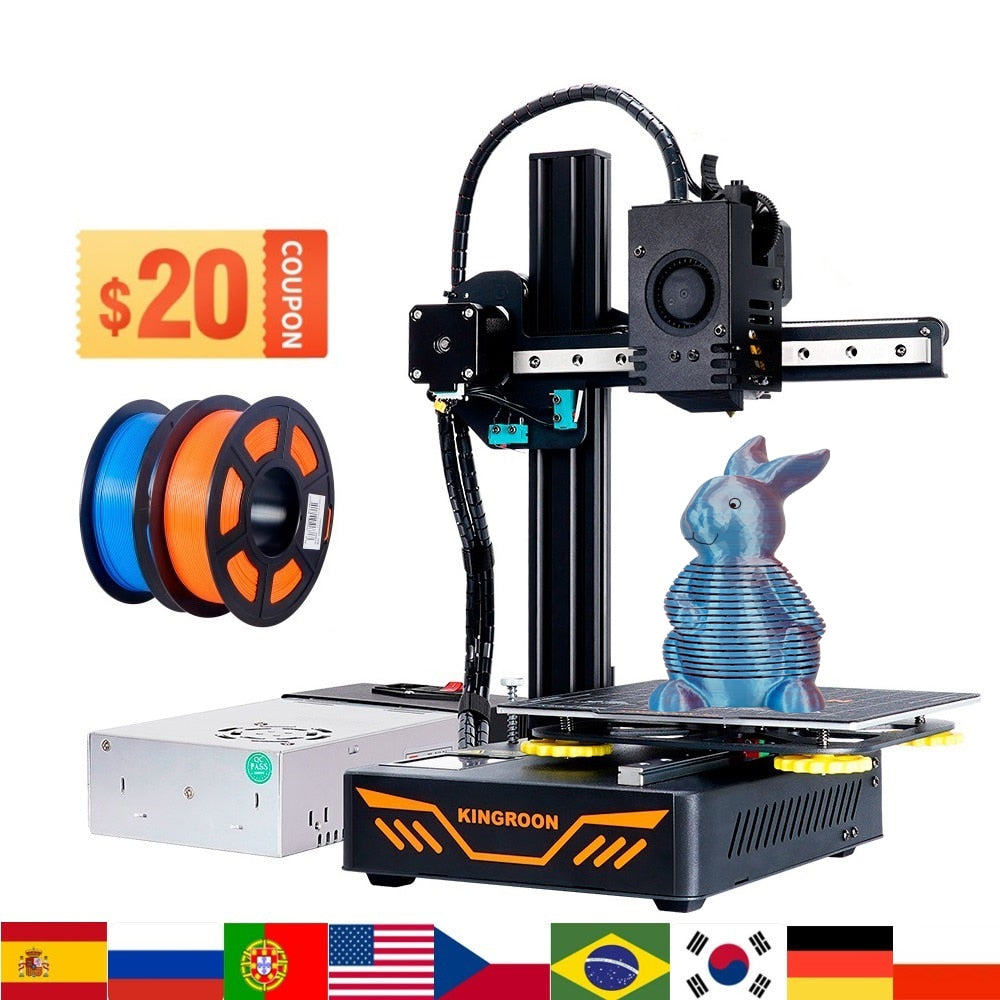 3D Printer, Kingroon, KP3S, 220V, USB, 360W, FDM, 180mm/s, Laser Head, Black