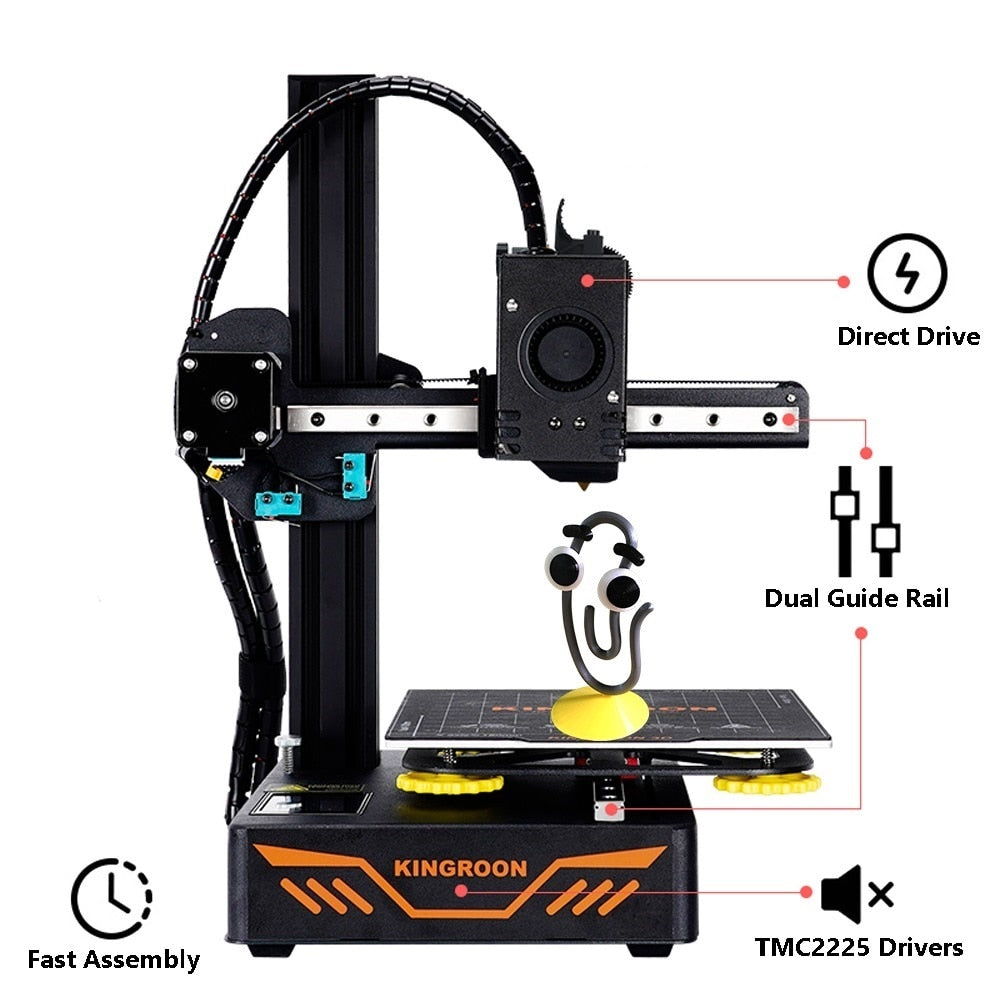 3D Printer, Kingroon, KP3S, 220V, USB, 360W, FDM, 180mm/s, PEI, PLA, Black