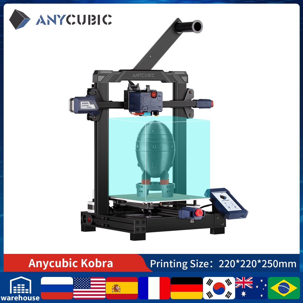 3D Printer, Anycubic, Kobra, Auto Leveling, FDM, 220V, 180mm/s, Black