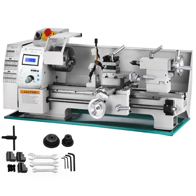 Wood Lathe, 210 x 400mm 750W Variable Speed Mini Lathe, Digital Display, Wood Metal Turning, 220V