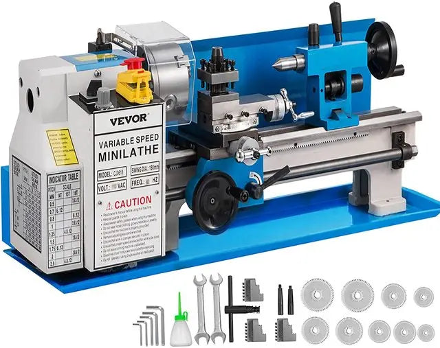 Wood Lathe,  180 x 350 mm 550W, Variable Speed Mini Lathe, 1100W Digital Display, Making Threads, Metal Turning, 220V