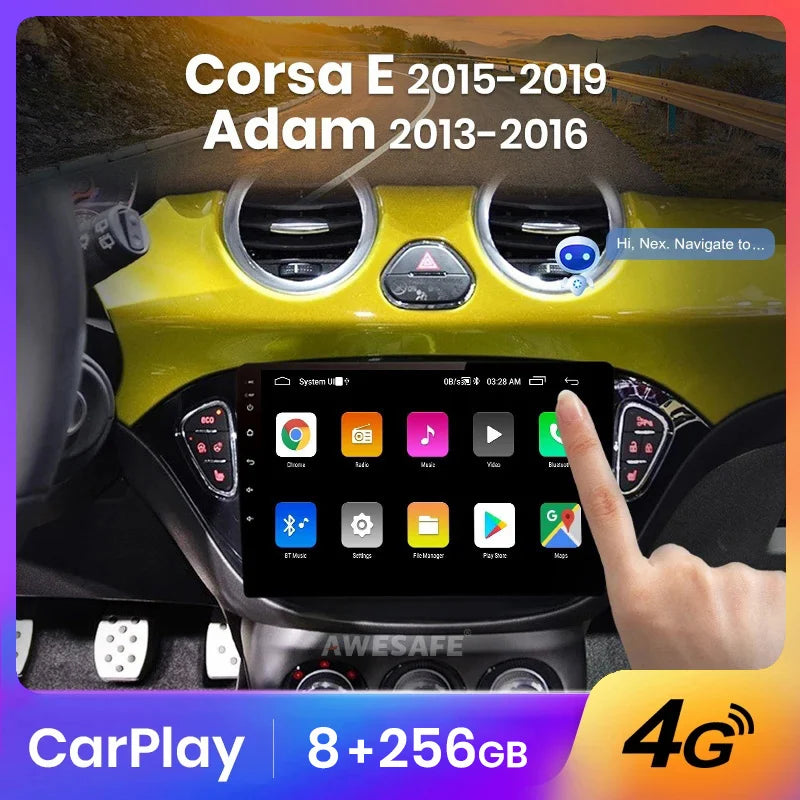 Haut-parleurs sans fil, PX9 pour Opel Corsa E 2014-2019, autoradio Android, stéréo CarPlay, 4G-WIFI, 2-32 Go, noir, taille unique