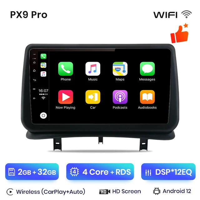 Wireless Speakers  WIFI 2GB-32GB A-2 PX9 Renault Clio 3 2005-2014 Multimedia Navigation Android Autoradio CarPlay Stereo.