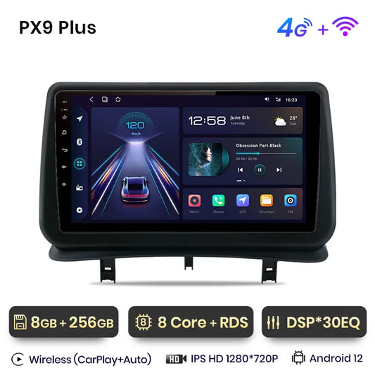 Wireless Speakers, , PX9, 4G-WIFI, 8GB-256GB, Renault Clio 3 2005-2014, Car Radio Multimedia Navigation, 2 din Android Autoradio CarPlay Stereo