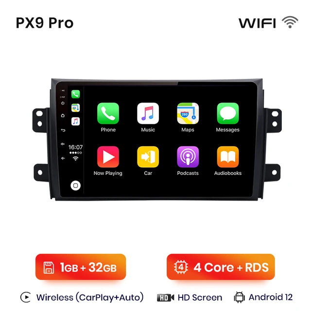 WiFi Controlled, A-2 PX9, 1GB-32GB, Suzuki SX4 2006-2013 Fiat Sedici 2005-2014, Car Radio Multimedia 2din Android Autoradio CarPlay Stereo